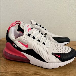 Nike White Black Pink Air Max 270 Sneakers